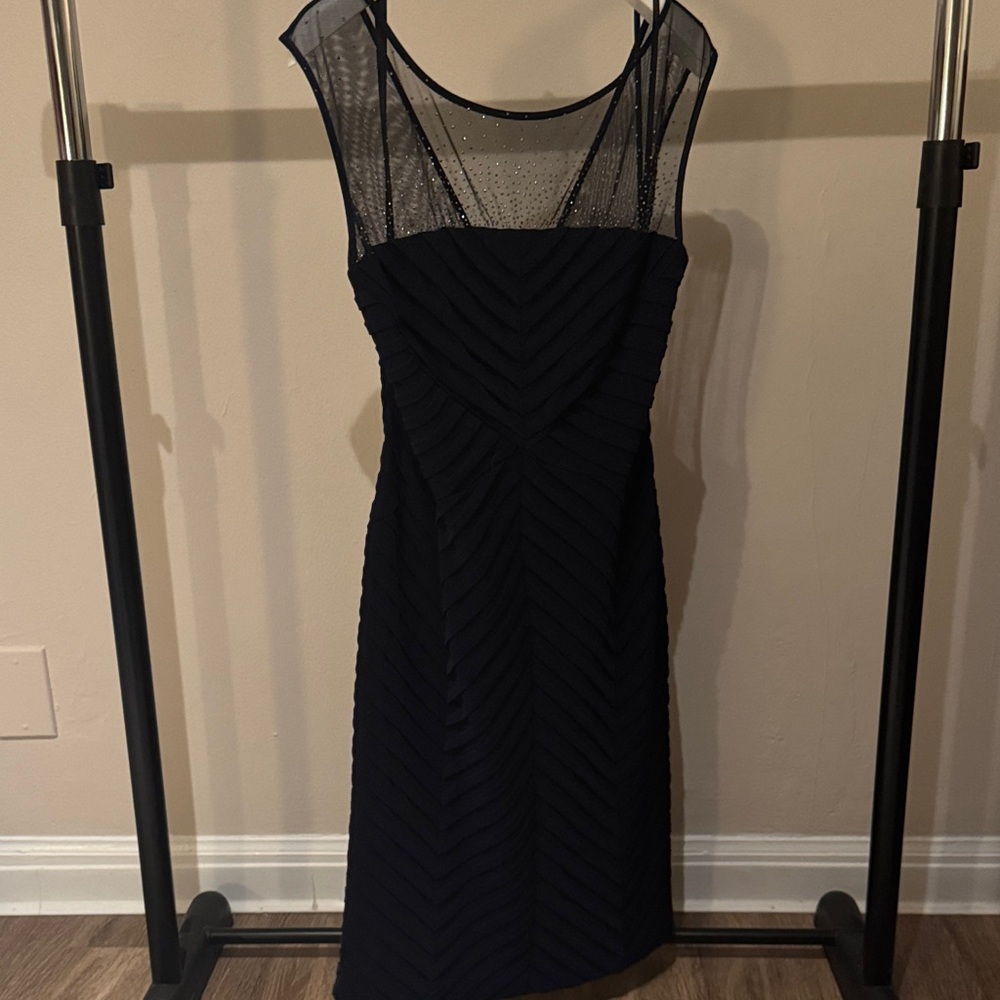 Calvin Klein Blue Midi Dress with Sheer Detail